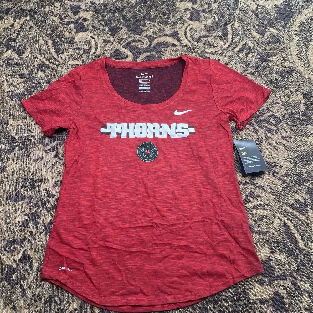 NIKE Women's Dri-Fit Portland Thorns Soccer Red Scoop Top Shirt Size Small New